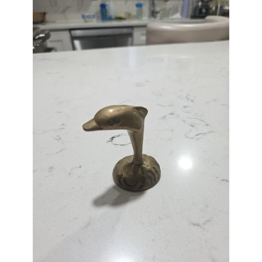 Brass Dolphin Statue Sculpture Decoration Figurine Jumping Dolphin Solid Brass